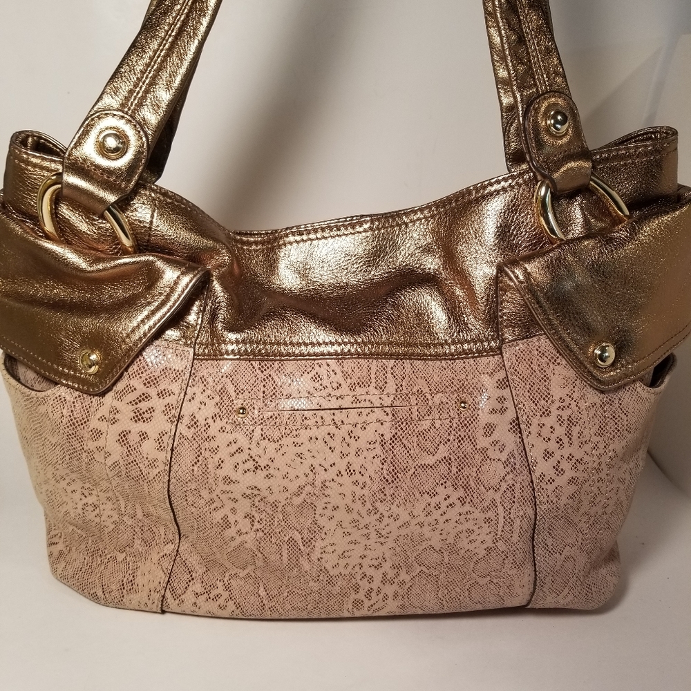 B Makowsky Snake Embossed Lthr Bag - image 4